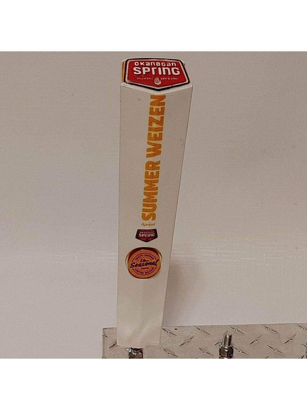 OKANAGAN SPRING BREWERY Summer Weizen APRICOT Beer Tap Handle 11" TALL C…